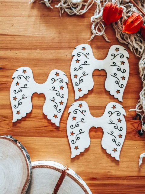 Skrzydła anioła (12cm) (3szt) - kształt M-04, ażur 04 - (skrzydełka do aniołka, aniołek, anioł)