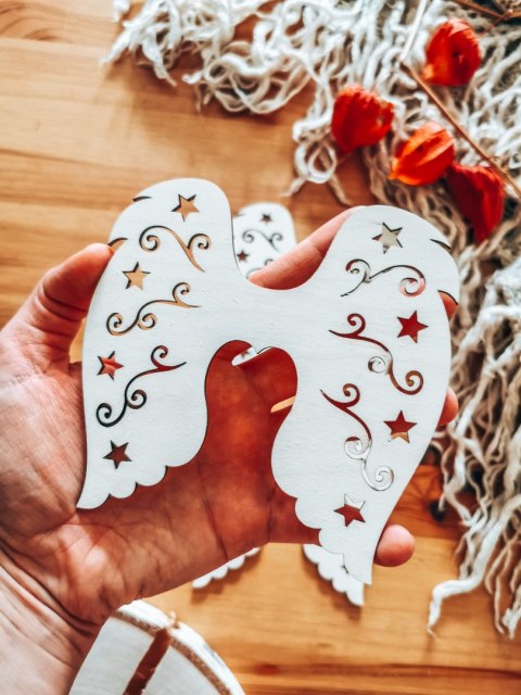 Skrzydła anioła (12cm) (3szt) - kształt M-04, ażur 04 - (skrzydełka do aniołka, aniołek, anioł)