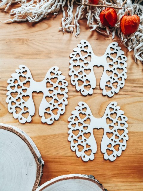 Skrzydła anioła (12cm) (3szt) - kształt M-05, serca - (skrzydełka do aniołka, aniołek, anioł)