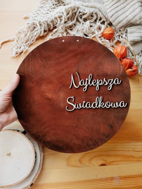 Tablica do wianka (1szt) - Najlepsza Świadkowa (tabliczka do wieńca, koło na wianek, baza na wieniec z kwiatów)