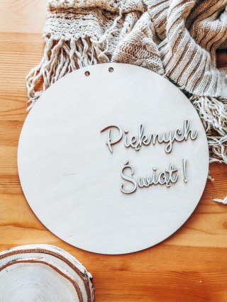 Tablica do wianka (1szt) - Pięknych Świąt --- (tabliczka do wieńca, koło na wianek, baza na wieniec z kwiatów)