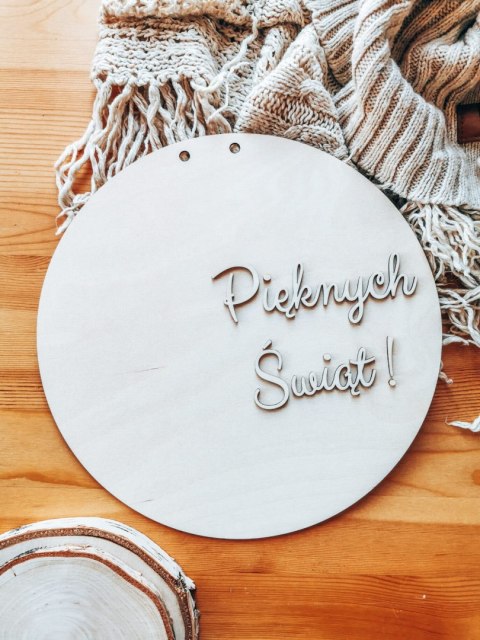Tablica do wianka (1szt) - Pięknych Świąt --- (tabliczka do wieńca, koło na wianek, baza na wieniec z kwiatów)