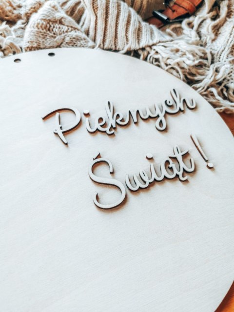 Tablica do wianka (1szt) - Pięknych Świąt --- (tabliczka do wieńca, koło na wianek, baza na wieniec z kwiatów)