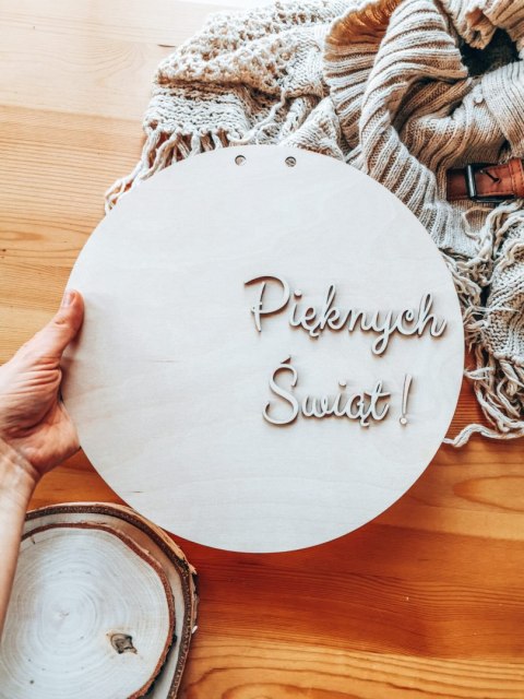 Tablica do wianka (1szt) - Pięknych Świąt --- (tabliczka do wieńca, koło na wianek, baza na wieniec z kwiatów)