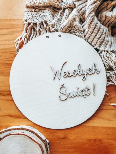 Tablica do wianka (1szt) - Wesołych Świąt --- (tabliczka do wieńca, koło na wianek, baza na wieniec z kwiatów)