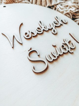 Tablica do wianka (1szt) - Wesołych Świąt --- (tabliczka do wieńca, koło na wianek, baza na wieniec z kwiatów)