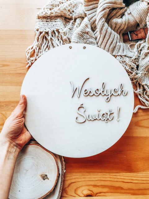 Tablica do wianka (1szt) - Wesołych Świąt --- (tabliczka do wieńca, koło na wianek, baza na wieniec z kwiatów)