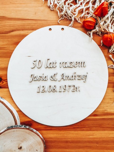 Tablica do wianka (1szt) - rocznica, pamiątka ślubu (tabliczka do wieńca, koło na wianek, baza na wieniec z kwiatów)