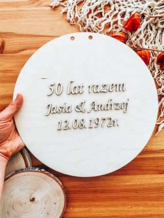 Tablica do wianka (1szt) - rocznica, pamiątka ślubu (tabliczka do wieńca, koło na wianek, baza na wieniec z kwiatów)