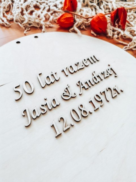 Tablica do wianka (1szt) - rocznica, pamiątka ślubu (tabliczka do wieńca, koło na wianek, baza na wieniec z kwiatów)