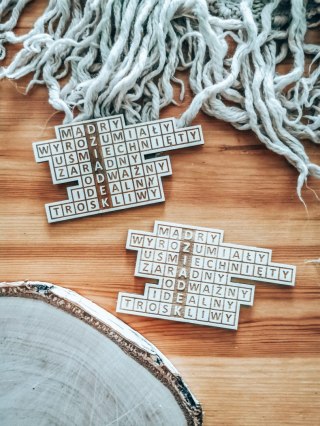 Tabliczka KRZYŻÓWKA 10cm (2szt) - DZIADEK - - - (Dzień Babci i Dziadka, magnes, z magnesem)