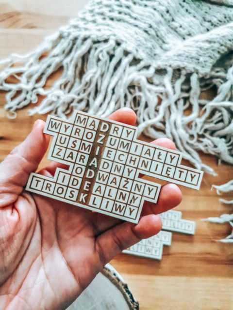 Tabliczka KRZYŻÓWKA 10cm (2szt) - DZIADEK - - - (Dzień Babci i Dziadka, magnes, z magnesem)