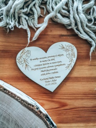 Tabliczka serce 9x7cm (1szt) - ŻYCZENIA (dowolny tekst) - - - (serduszko, serca, serduszka)