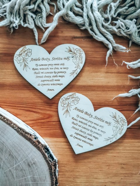 Tabliczka serce 9x7cm (2szt) - Modlitwa Aniele Boży