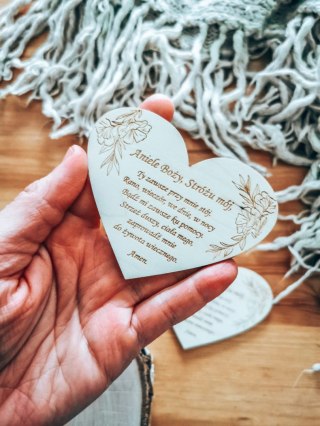 Tabliczka serce 9x7cm (2szt) - Modlitwa Aniele Boży