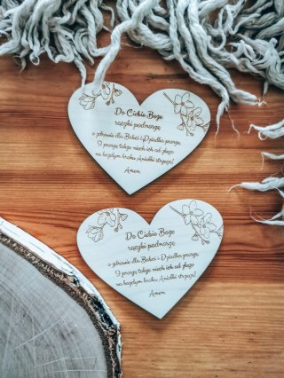 Tabliczka serce 9x7cm (2szt) - Modlitwa dla Dziadków - - - (Dzień Babci i Dziadka, Do Ciebie Boże, serca, serduszko, serduszka)