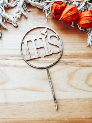 Toper na tort - IHS w kole - Pierwsza Komunia Święta