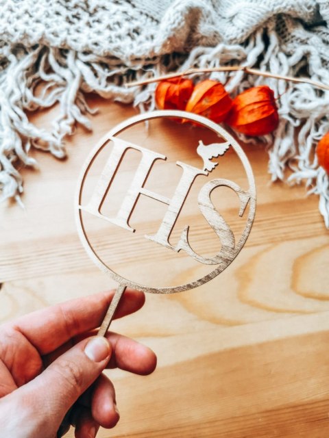 Toper na tort - IHS w kole - Pierwsza Komunia Święta