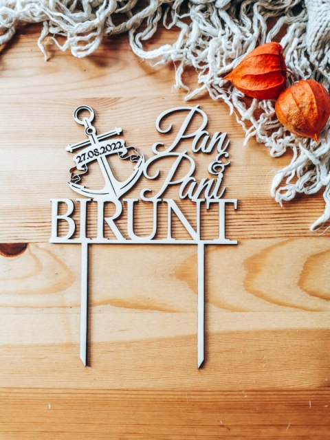 Toper na tort - Kotwica Imienna, styl marynistyczy (TS-021)