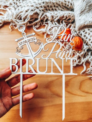 Toper na tort - Kotwica Imienna, styl marynistyczy (TS-021)