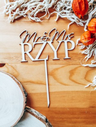 Toper na tort - Mr & Mrs z Nazwiskiem (TS-022)