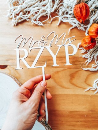 Toper na tort - Mr & Mrs z Nazwiskiem (TS-022)