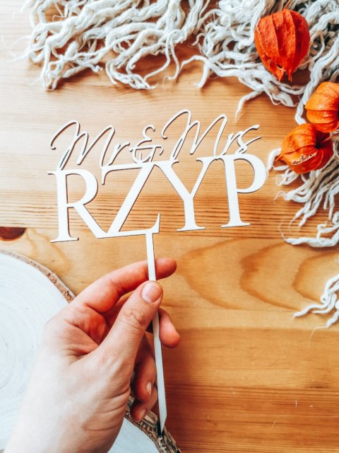 Toper na tort - Mr & Mrs z Nazwiskiem (TS-022)
