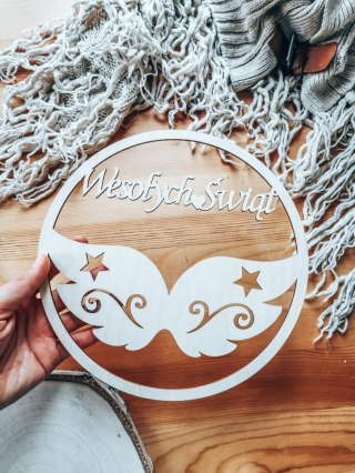 Wesołych Świąt (1szt) - koło ze skrzydłami (8 wzorów skrzydeł) (skrzydła do anioła, skrzydełka do aniołka, obręcz aniołek, gwiaz