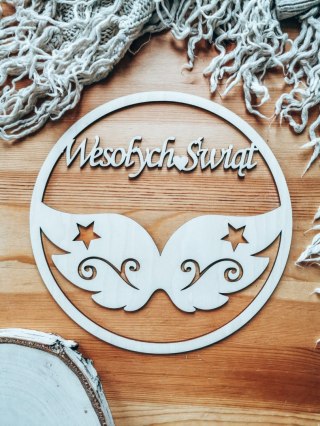 Wesołych Świąt - koło 30cm (2szt) (8 wzorów skrzydeł)