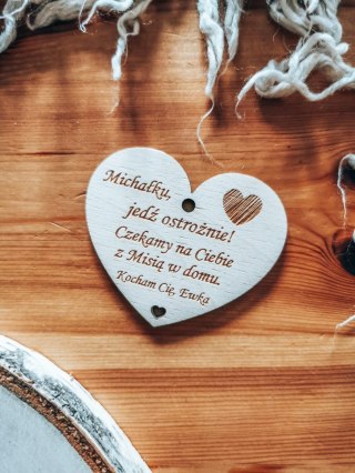 Zawieszka do samochodu (1szt) 6,5cm - DOWOLNY TEKST - - - (serce, zawieszka samochodowa)