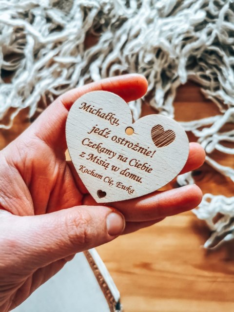 Zawieszka do samochodu (1szt) 6,5cm - DOWOLNY TEKST - - - (serce, zawieszka samochodowa)