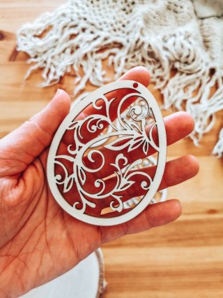 Zawieszka wielkanocna (4szt 2w1) - wzór 07 - Ażurowe jajko - - - (baza na Wielkanoc)