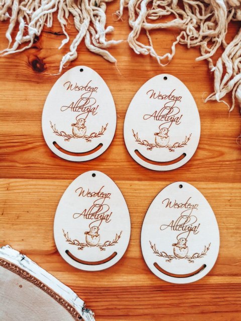 Zawieszka wielkanocna 5/9cm (4szt) - wzór 08 - Pisklak - - - (baza na Wielkanoc)