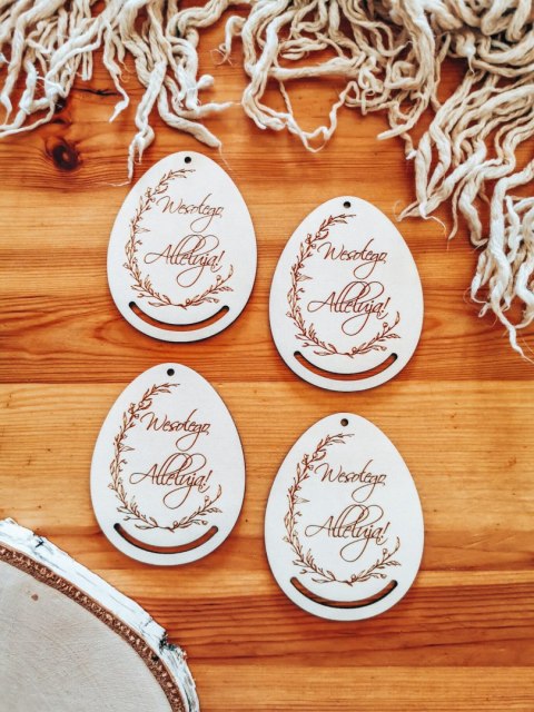 Zawieszka wielkanocna 5/9cm (4szt) - wzór 09 - wianek - - - (baza na Wielkanoc)