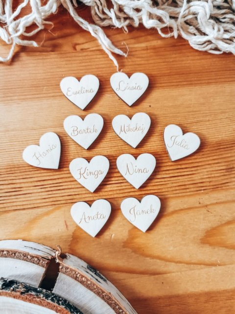 AAA IMIONA - ZESTAW 10szt SERDUSZKO 3/4/5cm - - - (serduszka imiona, serce imię, serca imienne, dowolny tekst)