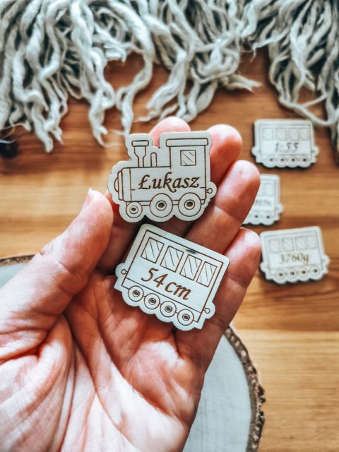 Aaa METRYCZKA /IMIONA - zestaw 5szt POCIĄG 3/4/5cm - - - (dowolny tekst, balony, balonik, baloniki, serduszka imiona, serce imię