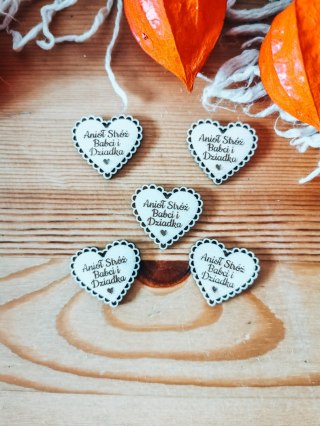 Anioł Stróż Babci i Dziadka - AŻUROWE serce (5szt) 3/4/5cm - - - (serduszka, serduszko, serca, ażur, Dzień Babci Dziadka Dziadkó