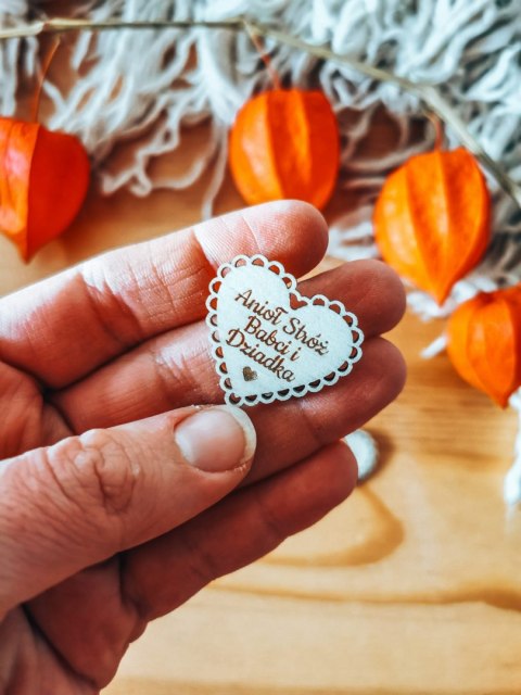 Anioł Stróż Babci i Dziadka - AŻUROWE serce (5szt) 3/4/5cm - - - (serduszka, serduszko, serca, ażur, Dzień Babci Dziadka Dziadkó