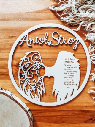 Anioł Stróż MODLITWA (1szt) - koło, obręcz do aniołka makramy łapacza snów - wzór 2