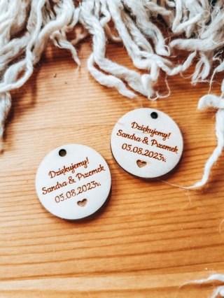 Bilecik KOŁO 3/4/5cm (2szt) - podziękowanie - - - (etykietka metka bilecik zawieszka kółko dla gości ślub komunia chrzest)