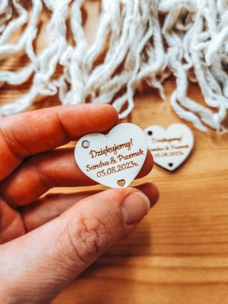 Bilecik SERCE 3/4/5cm (2szt) - podziękowanie - - - (etykietka metka bilecik zawieszka serca serduszko serduszka dla gości ślub k