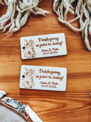 Bilecik (/winietka 2w1) 6x3cm (2szt) - podziękowanie KWIATY 01 lilie - - - (etykietka metka dla gości ślub komunia chrzest)