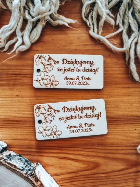 Bilecik (/winietka 2w1) 6x3cm (2szt) - podziękowanie KWIATY 02 kwiat jabłoni - - - (etykietka metka dla gości ślub komunia chrze