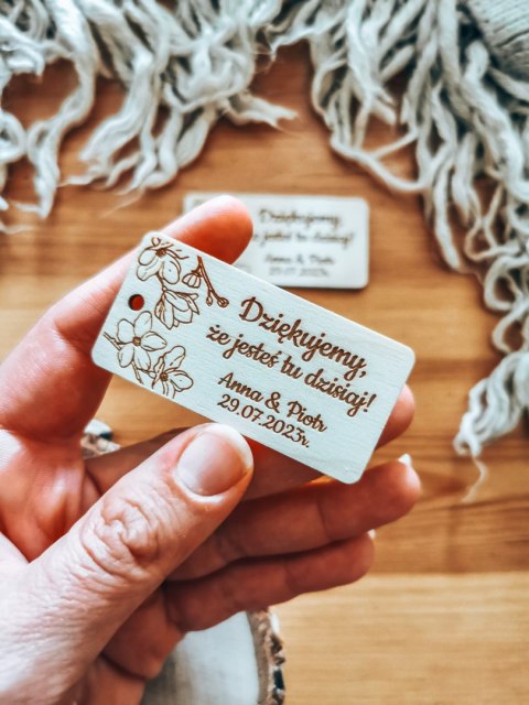 Bilecik (/winietka 2w1) 6x3cm (2szt) - podziękowanie KWIATY 02 kwiat jabłoni - - - (etykietka metka dla gości ślub komunia chrze