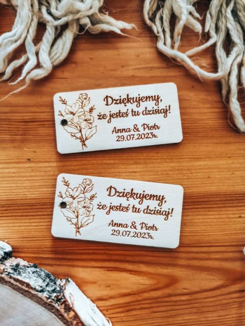 Bilecik (/winietka 2w1) 6x3cm (2szt) - podziękowanie KWIATY 03 polny bukiet - - - (etykietka metka dla gości ślub komunia chrzes