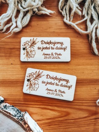 Bilecik (/winietka 2w1) 6x3cm (2szt) - podziękowanie KWIATY 04 - - - (etykietka metka dla gości ślub komunia chrzest)