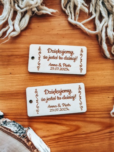 Bilecik (/winietka 2w1) 6x3cm (2szt) - podziękowanie ORNAMENT 01 - - - (etykietka metka dla gości ślub komunia chrzest)