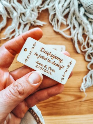 Bilecik (/winietka 2w1) 6x3cm (2szt) - podziękowanie ORNAMENT 01 - - - (etykietka metka dla gości ślub komunia chrzest)