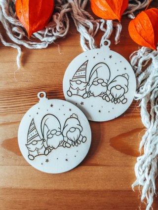 Bombka PEŁNA 8cm (2szt) - Skrzaty Świąteczne - - - (Wesołych Świąt, Cicha Noc, bombki i zawieszki choinkowe, do kolorowania, kol