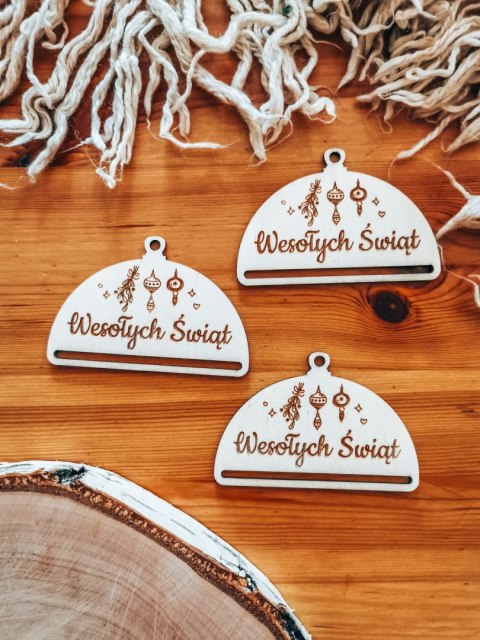 Bombka PÓŁOKRĄGŁA (3szt) - BOMBECZKI 01 - - - (półbombka, połówka, Wesołych Świąt, zawieszka na choinkę)